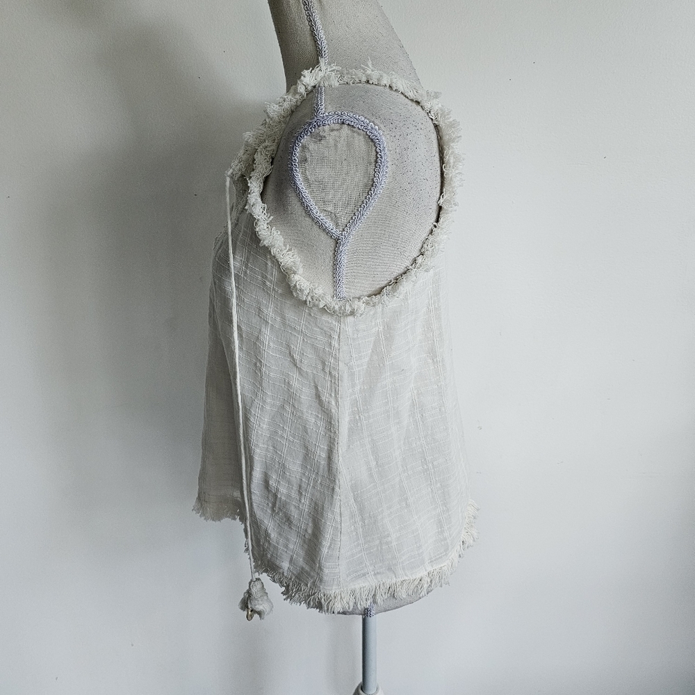 Barok White Beaded Fringe Shell Tassel Top - Picture 5 of 9